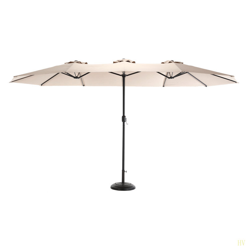 Grand parasol d'extérieur double face 14,8 pi avec manivelle (sans base), Kaki