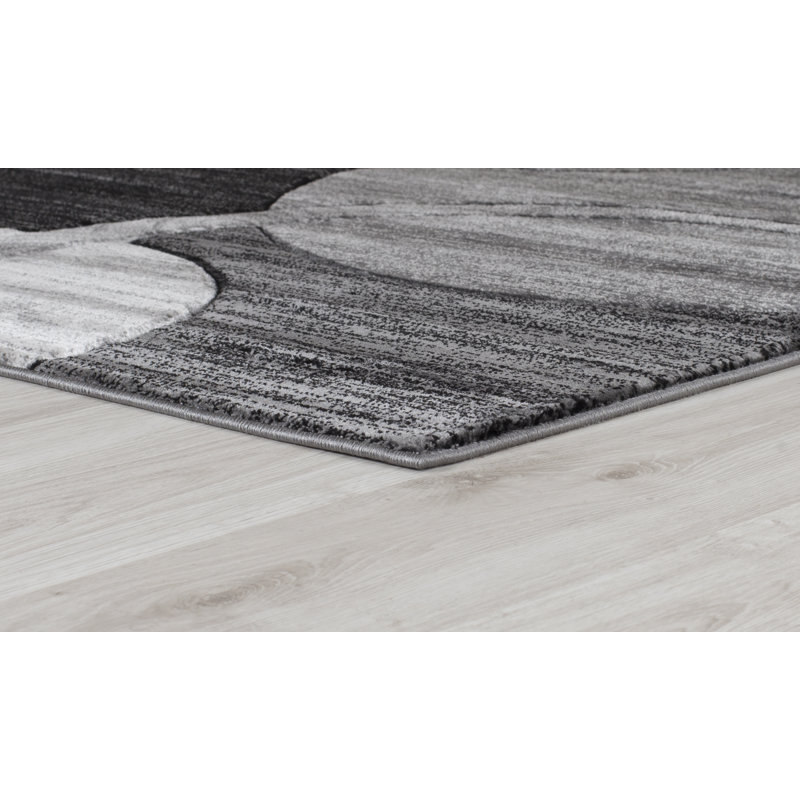 Tapis gris / noir Adonia, Rectangle 3 pi 9 po x 5 pi 9 po
