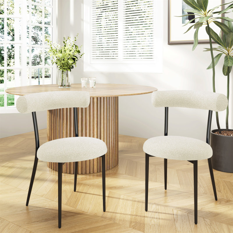 Chaise rembourrée en tissu Reece Reece, Blanc