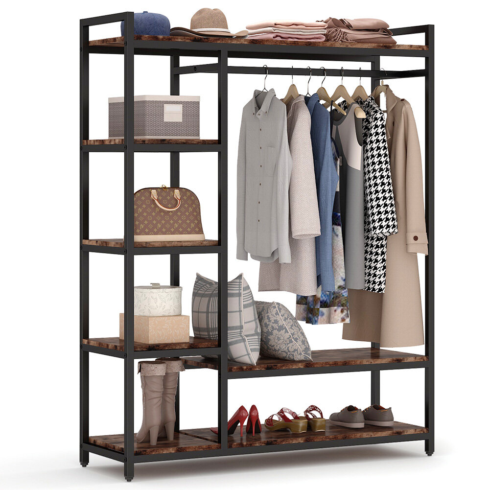 Latitude Run® 75 Inch Freestanding Closet Organizer Garment Rack