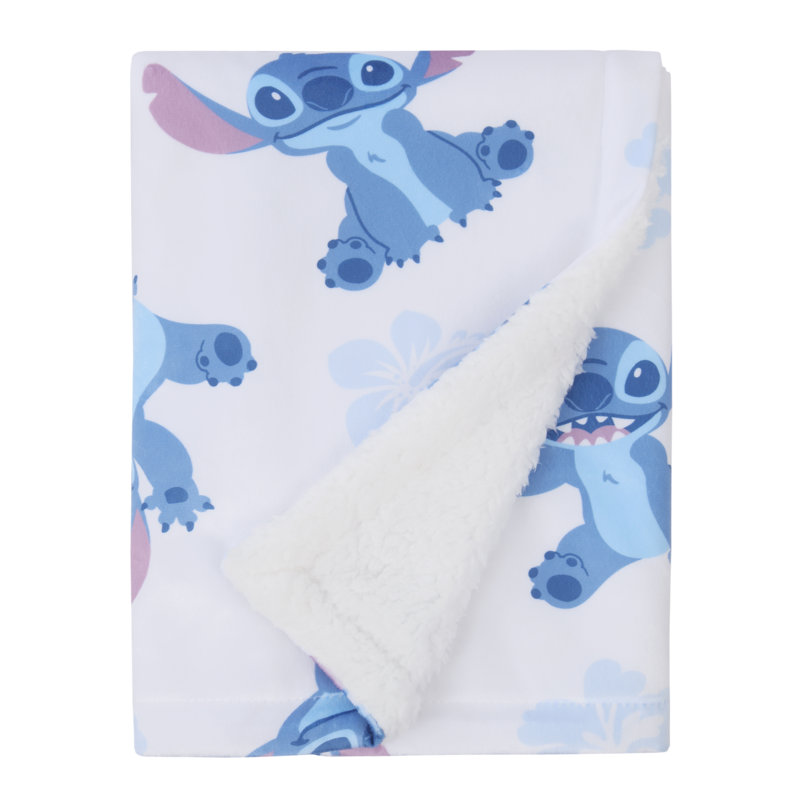 Couverture pour bébé sherpa NoJo Disney Stitch, bleu, rose et blanc