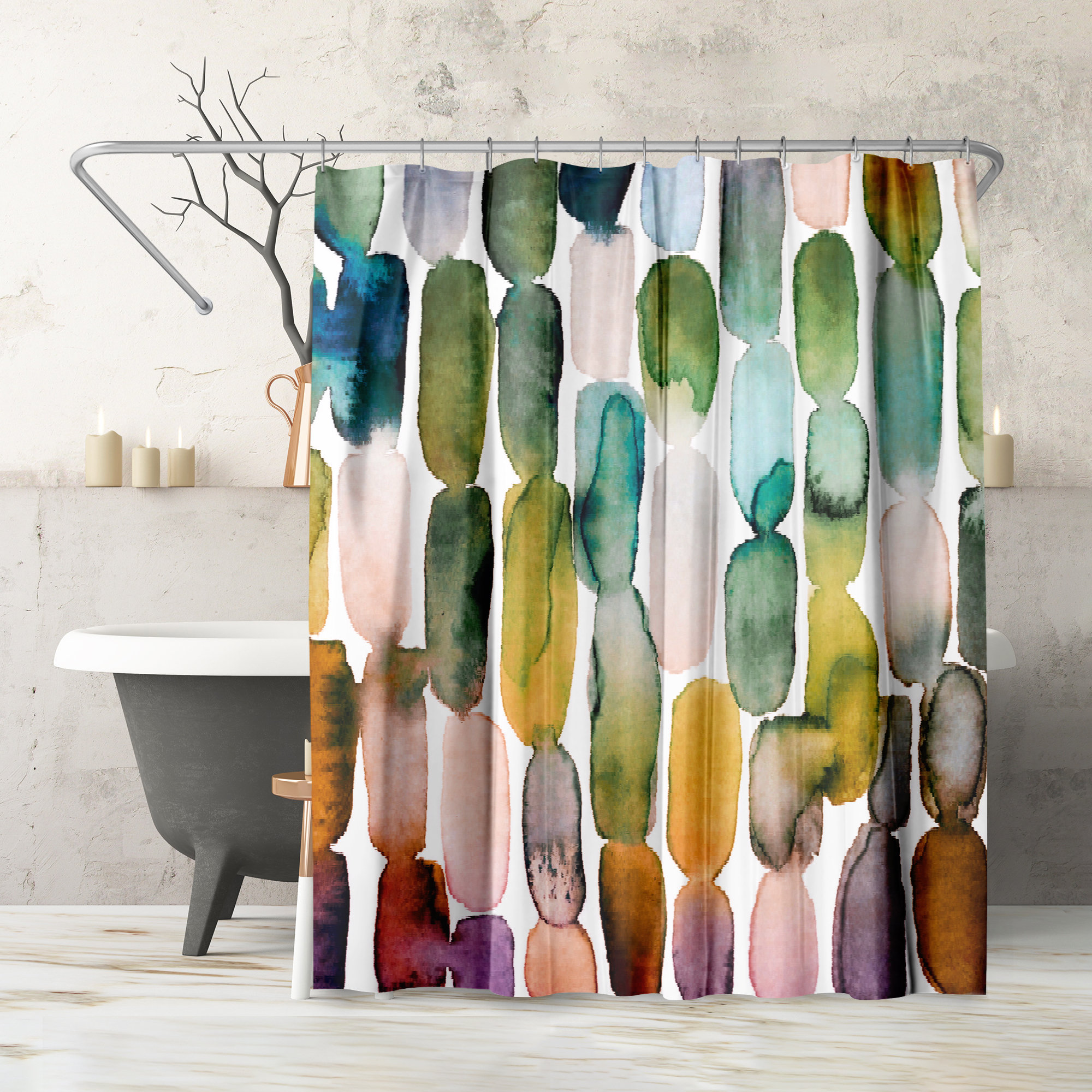 Abstract Shower Curtain Watercolor Strokes by Lisa Nohren The Twillery Co.