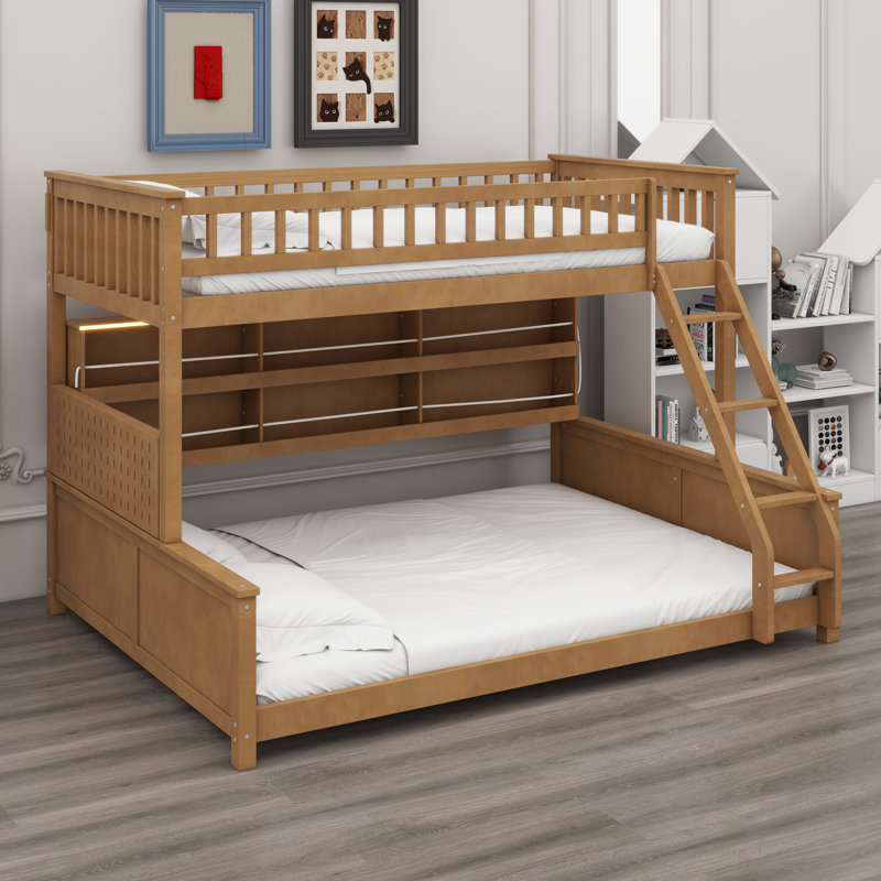 Solution de lit superposé tout-en-un avec compartiments de rangement, éclairage ambiant à changement de couleur et zone perforée créative