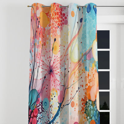 Westlake Colorful Ink River Microscopic Fantasia II - Modern Blackout Grommet Curtain - 1 panel