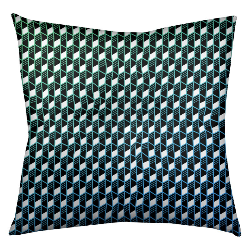 Coussin de sol à rayures géométriques Katelyn Elizabeth, 30 po x 30 po, Vert / bleu