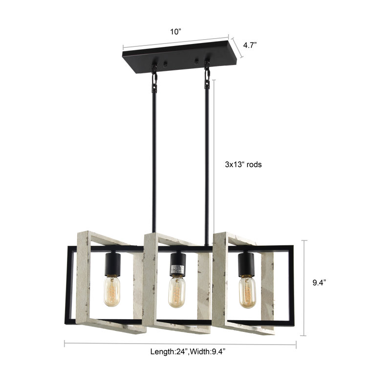 Luminaire suspendu linéaire à 3 lumières pour îlot de cuisine Ellzey