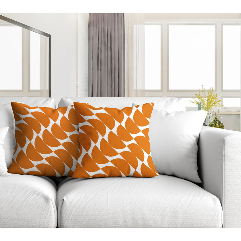 Oreiller carré intérieur / extérieur Mandi, L 15 po x H 15 po, Orange