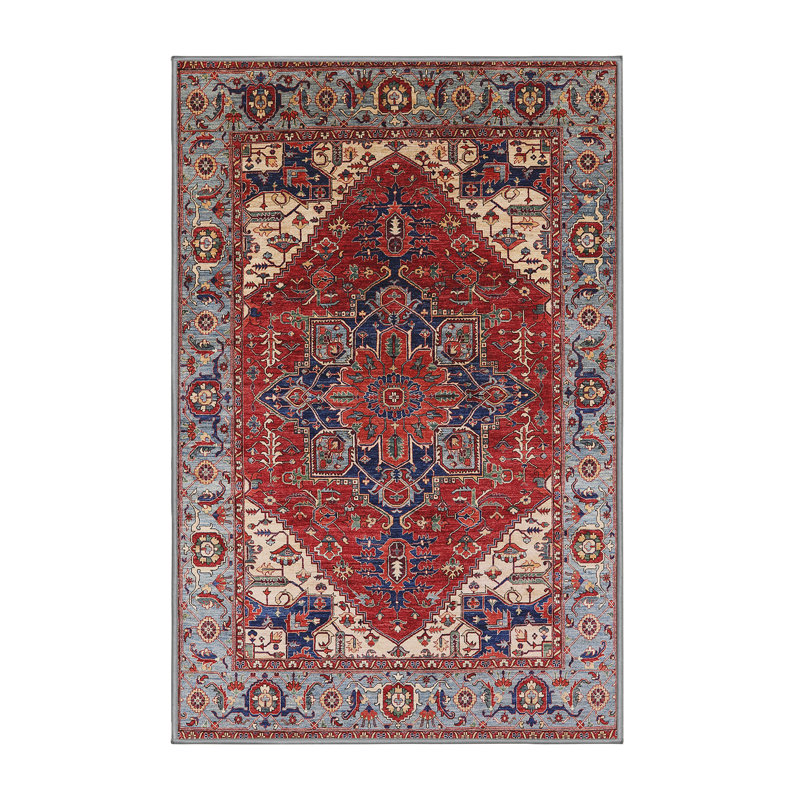 Tapis oriental rouge / beige / bleu Runell, Rectangle 8' x 12'