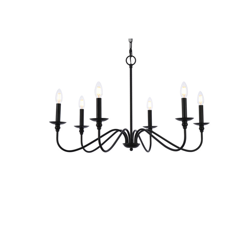 Sherree 6-Light Dimmable Chandelier, Matte Black, 22" H x 42" W x 42" D
