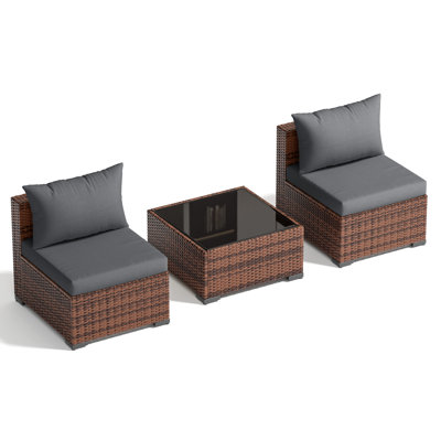 2-Person Outdoor Seating Group With Cushions by Ebern Designs