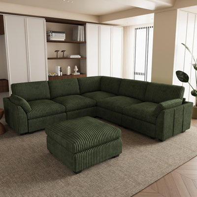 Modular L - Shaped Sectional Sofa With Removable Ottoman