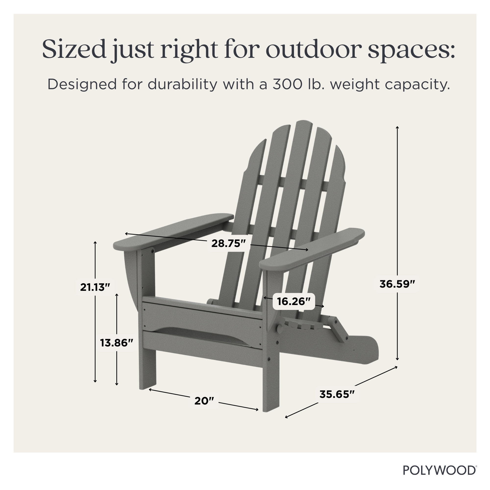 POLYWOOD Classic Adirondack Folding Adirondack Chair, Slate Gray