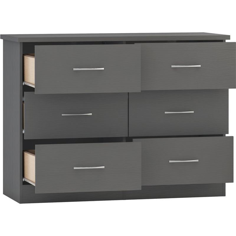 Kosie 6 Drawer Chest, 3D Effect Grey