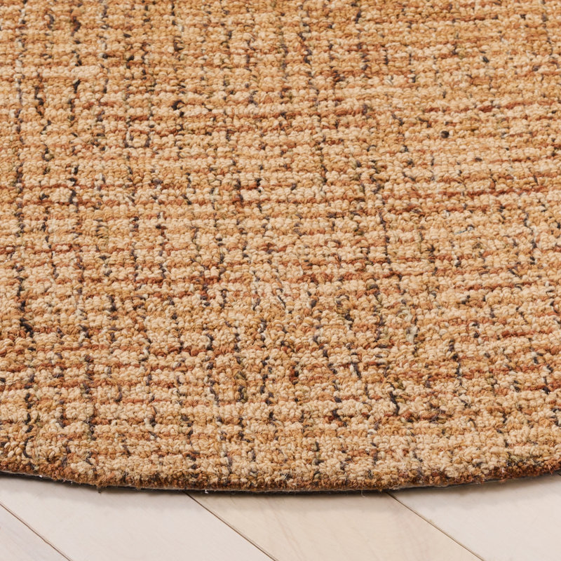 Pine 704 Hand Tufted Wool/Cotton/Latex No Pattern Rug in Natural/Gold, Round 6'