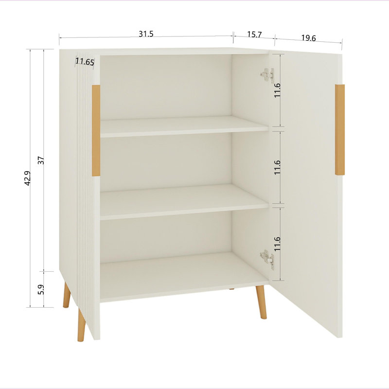 Buffet blanc moderne avec poignées dorées pour la cuisine, organisateur de mobilier de salle à manger