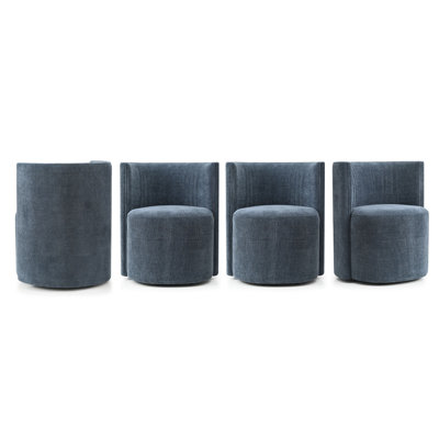 Upholstered Barrel Back Dining Chairs with Hidden Casters
