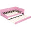 Lit double rembourré rose avec lit gigogne simple pour une chambre à coucher relaxante et pratique