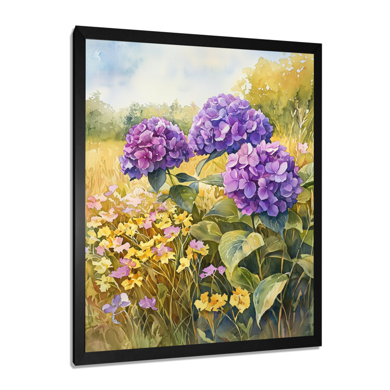 Hobson - Floral Wall Art Prints, H 44 po x l 34 po, Noir, noir, noir, noir, Reproduction encadrée d'une seule photo