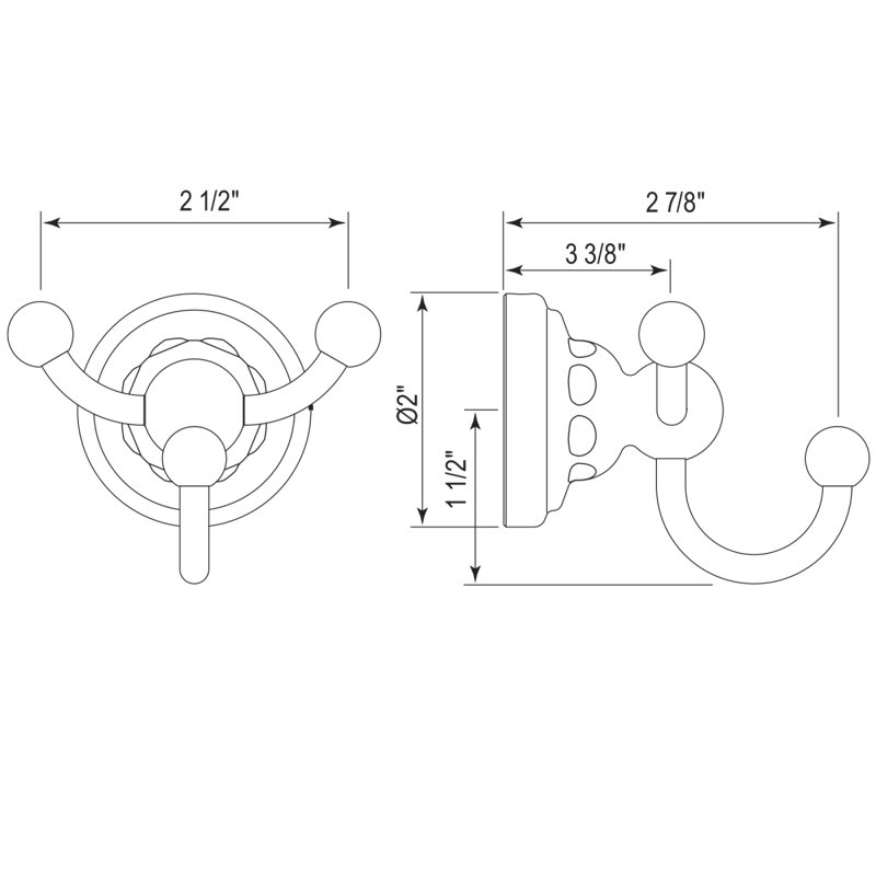 Edwardian Triple Robe Hook, Unlacquered Brass