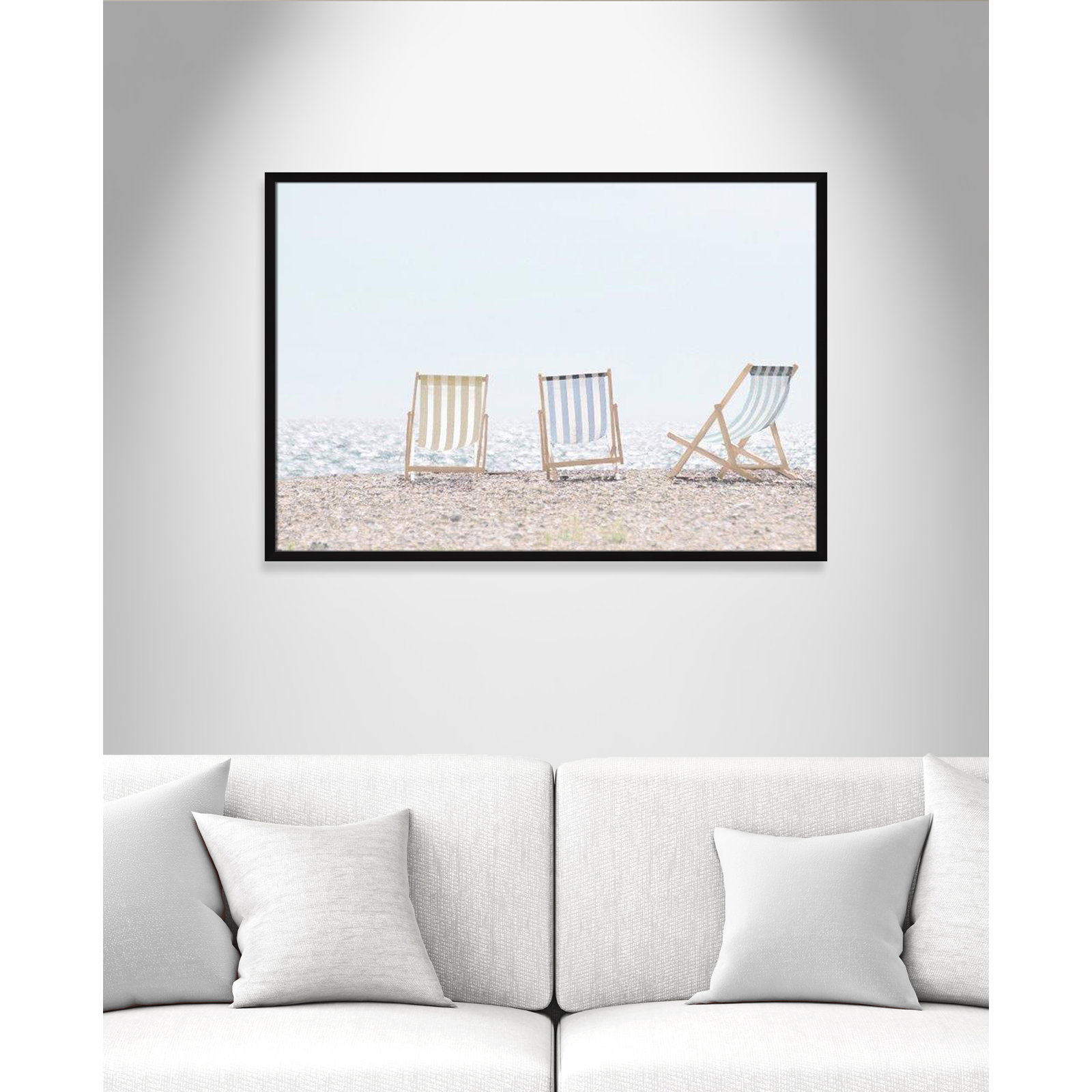 Adriatica "Beach Chairs" Print by Leah Straatsma, 29.5" H x 41.5" W x 1.25" D, Satin Black