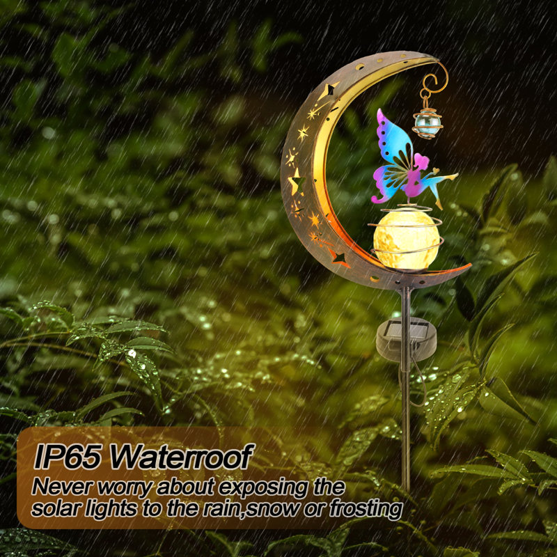 Gold Low Voltage Solar Garden Light Moon Fairy Stake Lights Garden Decor (Warm Light)