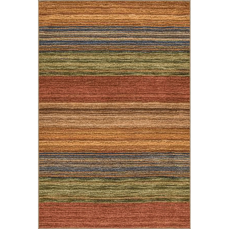 Multi Color Wicker Design Line Pattern Fringed Modern Decorative Machine Washable Area Rug, Square 3'3"