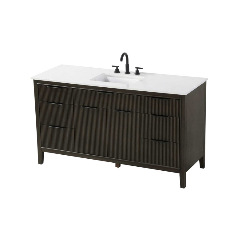 Meuble-lavabo simple 60 po en chêne chocolat, Chêne chocolat, 60"