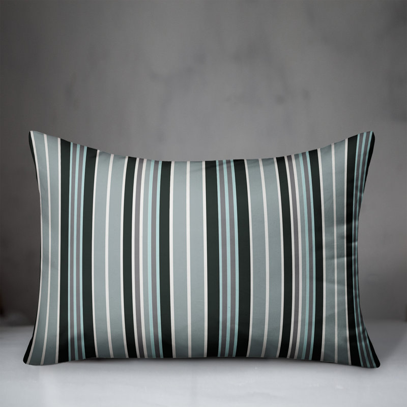 Coussin Stripes, Bleu / Vert / Gris