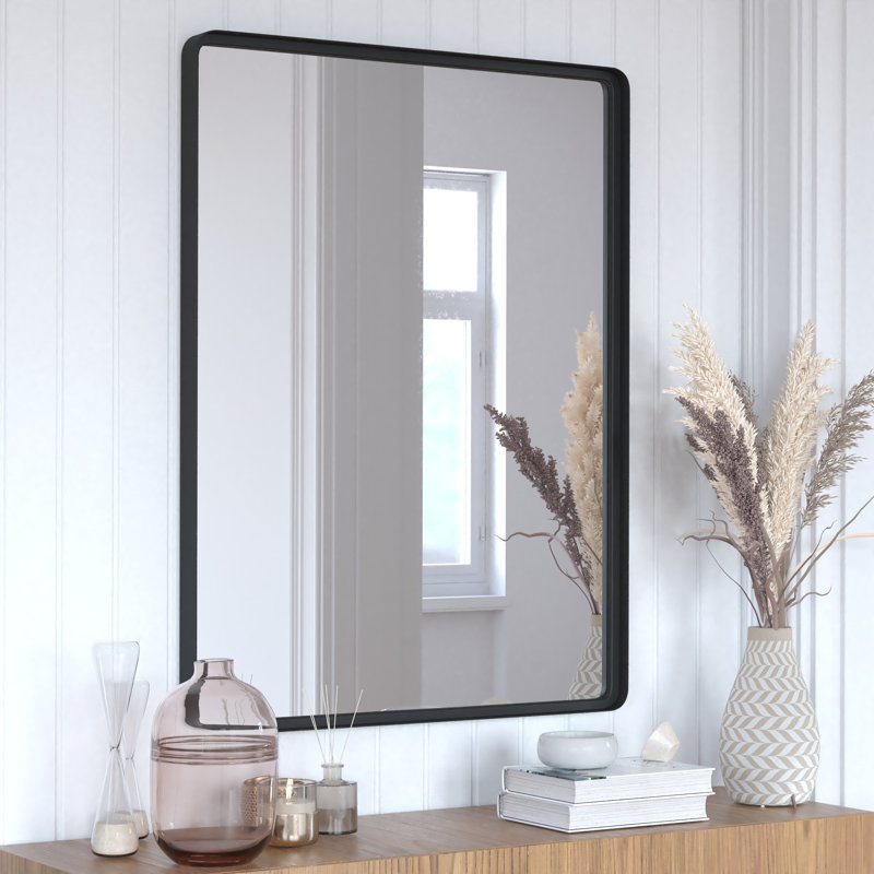 Miroir mural incassable avec cadre en métal Jonis, Noir, 40 po x 30 po
