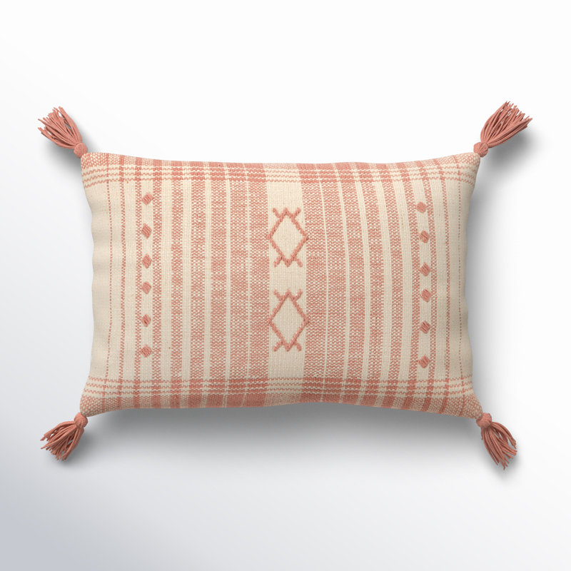Housse de coussin rectangulaire en coton Parable, Rose
