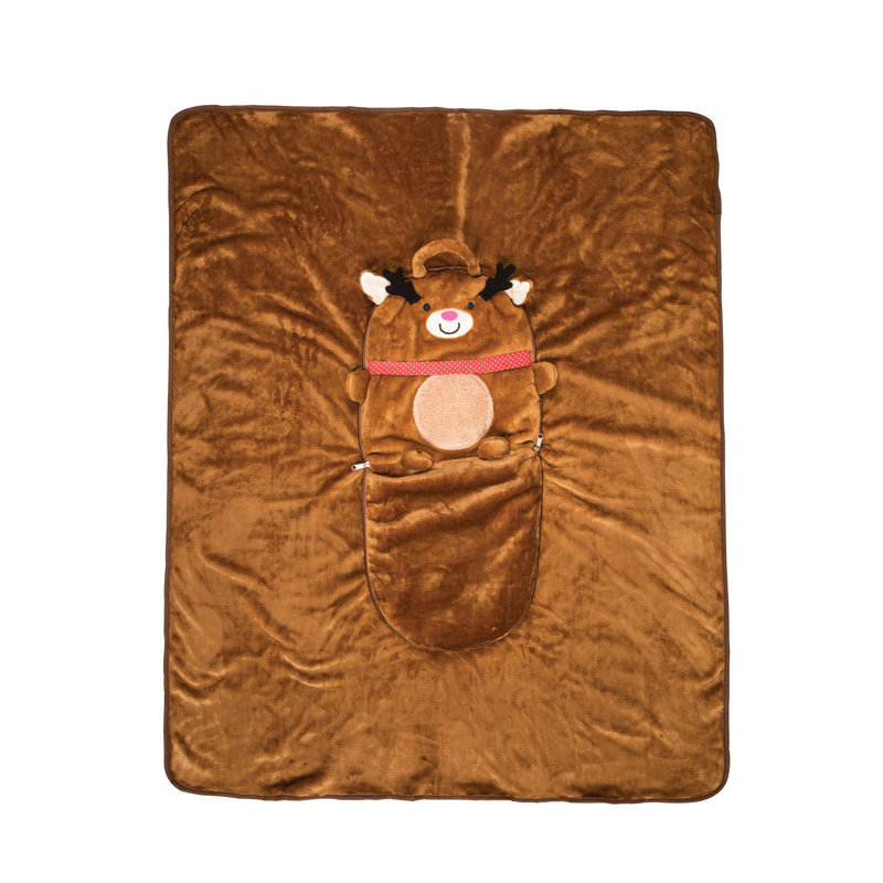 Reindeer Pillow Throw Blanket