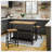 3 Pieces Dining Table Sets, with Fixed Table-119755422