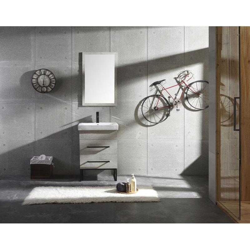 Ensemble de meuble-lavabo simple 24 po Taft Avenue, Blanc, Noir mat