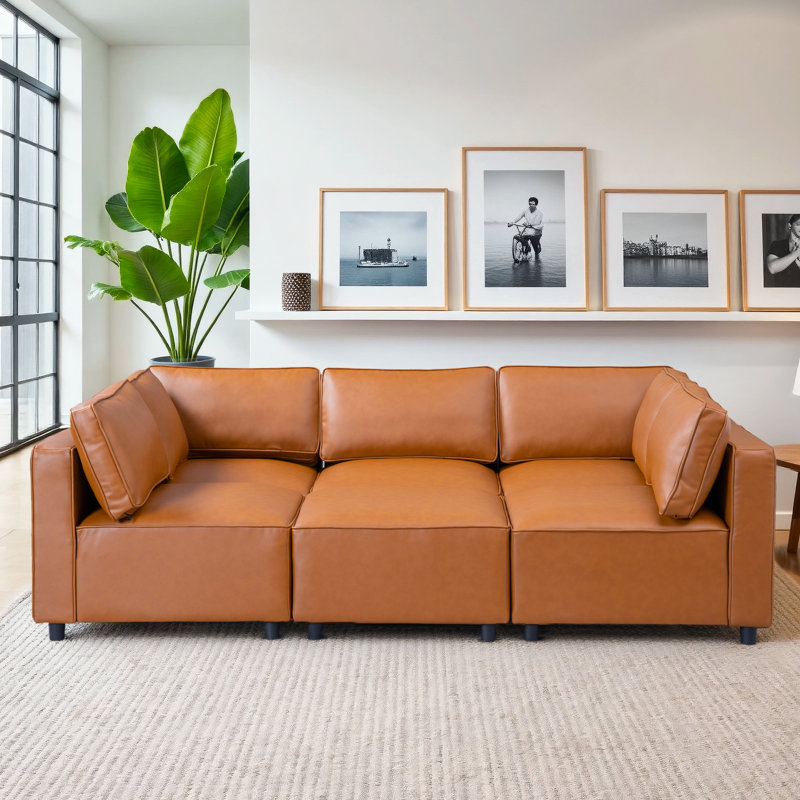 Drua 6-Piece Leather Modular Sectional Sofa