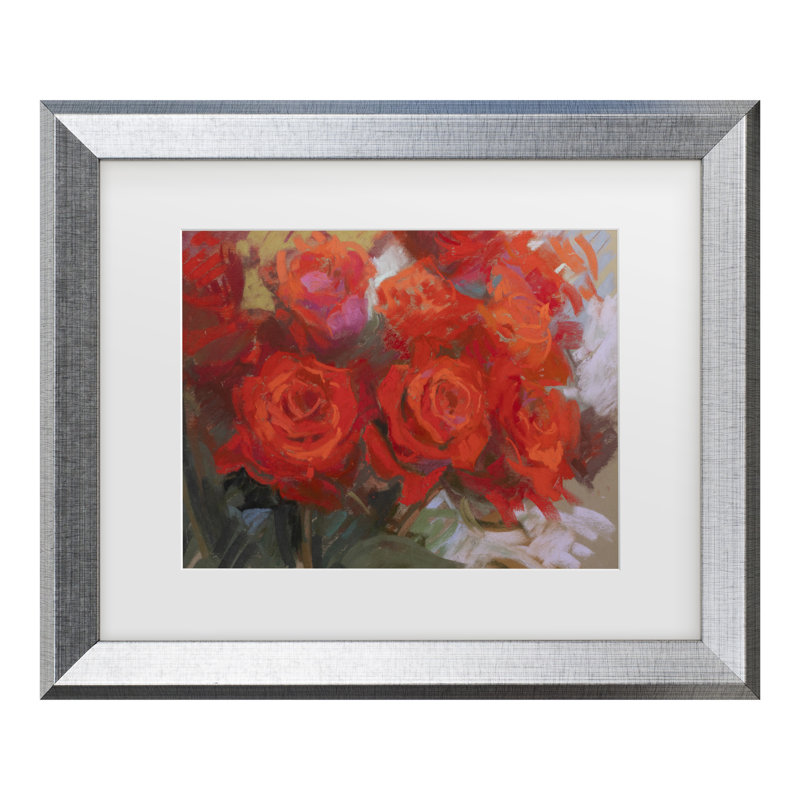 "Christine Debrosky Crimson Roses", art encadré, 14.5" H x 17.5" W