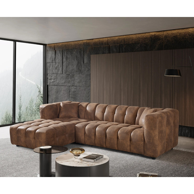 Amieleigh 5 Seater Corner Sofa , Brown, Left Hand Facing