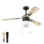 Ventilateur de plafond baseball noir mat 48 po avec lumière intégrée et chaînes de traction Prominent Home
