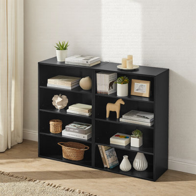 Bibliothèque de rangement réglable de 71 po de hauteur à 8 couches - se convertit en deux tablettes à 4 couches, tour étroite DVD / CD pour la maison, le bureau ou le salon - tablette de présentation en panneau de fibres à densité moyenne (l 23,6 po x P 11,8 po)