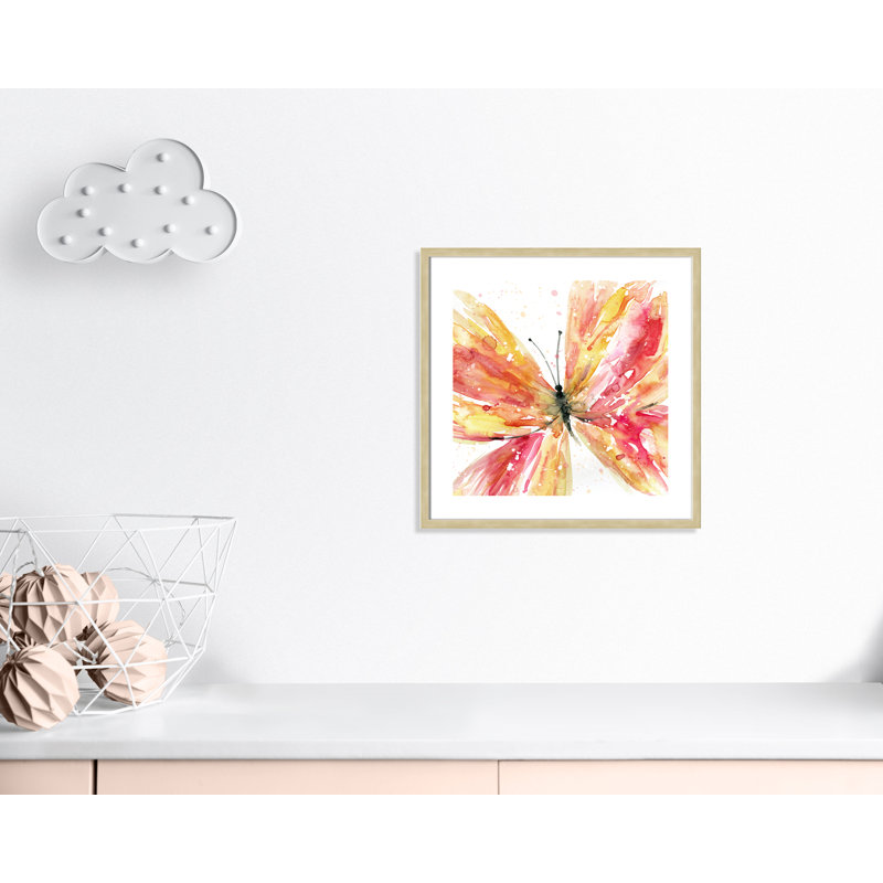 «Butterfly Flying II», art encadré, H 22,5 po x l 22,5 po x P 1,18 po, Cadre champagne
