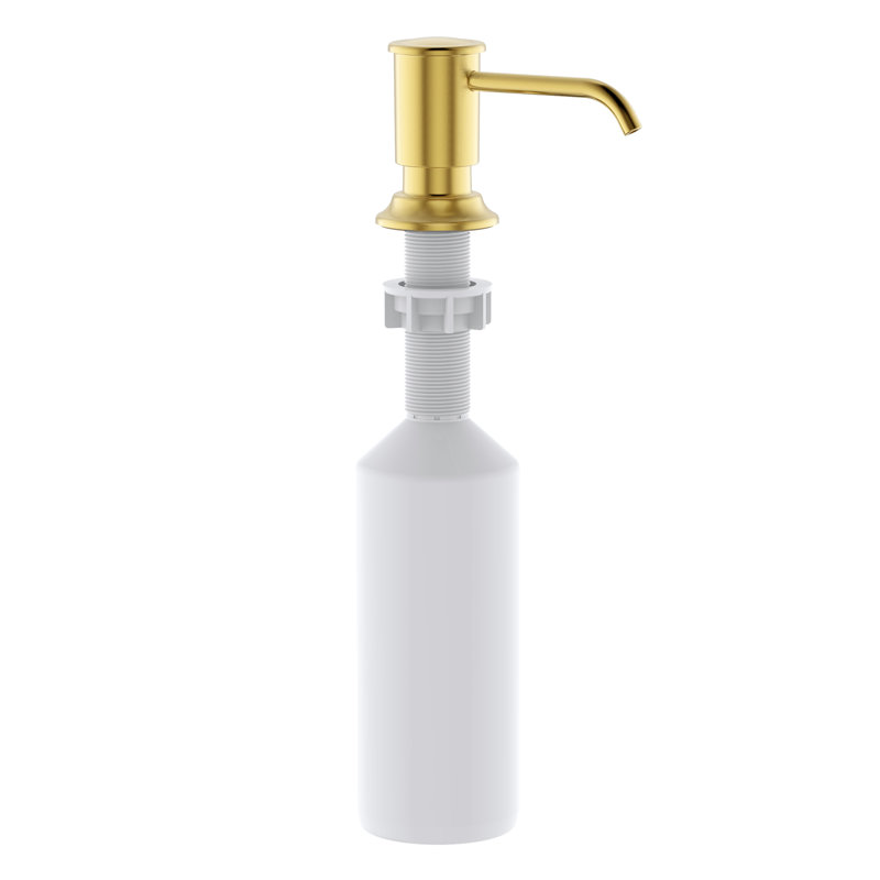 Distributeur de savon encastrable pour lavabo de cuisine avec pompe à lotion pour le comptoir en or brossé avec bouteille rechargeable Ruvati 