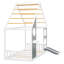 Lit simple avec glissade, bande lumineuse en forme de boule, lit plateforme en bois avec façade, panneau d'ameublement amusant-133474716