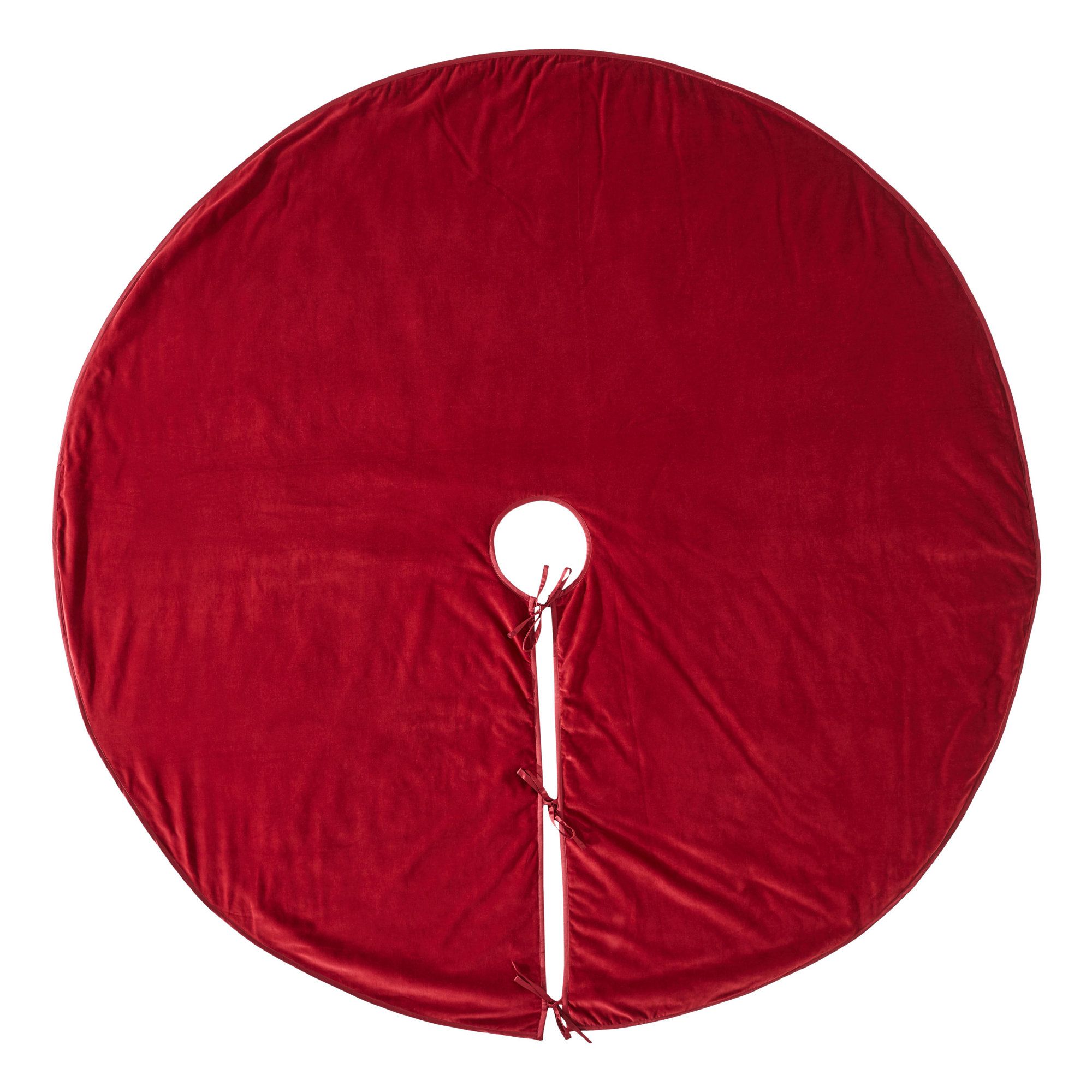 Luxurious Classic Velvet Christmas Tree Skirt-Garnet Red, 72" W