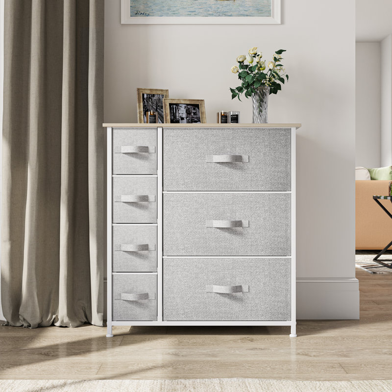 Commode double 7 tiroirs Bosmat, Gris anthracite