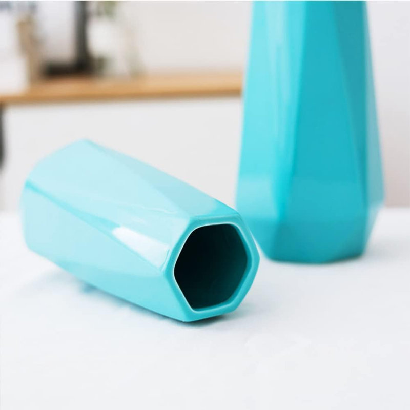 Vase de table H 7,8 po, vase floral chinois en céramique, petit vase rustique pour la décoration intérieure, Bleu