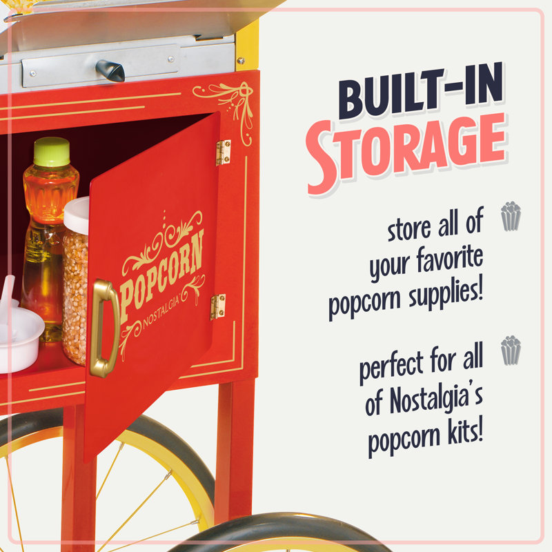 Nostalgia 10 oz. Popcorn Machine with Cart, Red