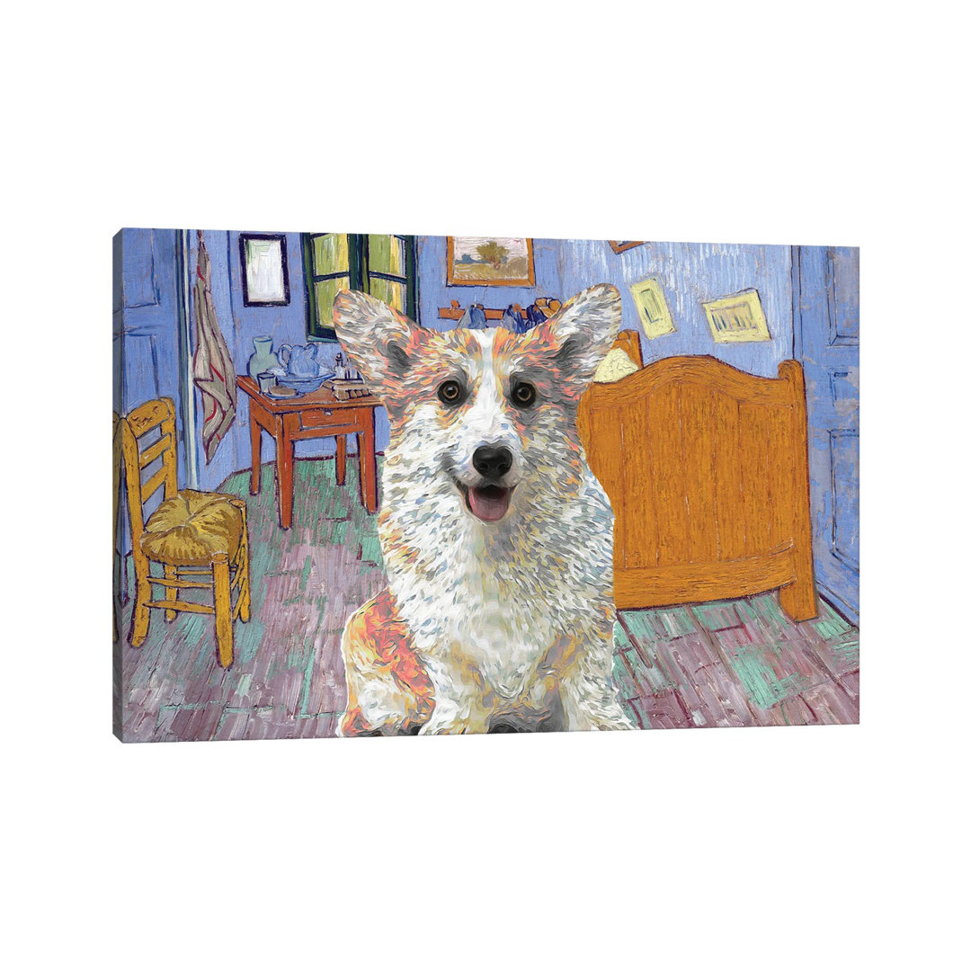 Pembroke Welsh Corgi the Bedroom - Wrapped Canvas Painting