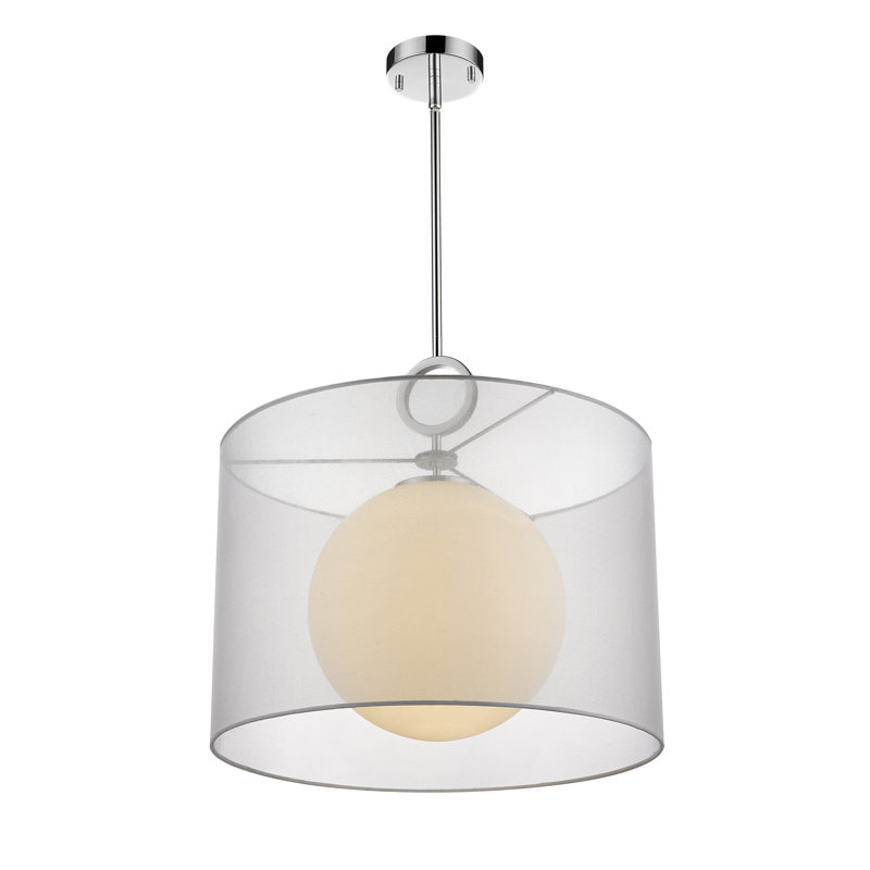 Luminaire suspendu cylindrique à 1 lumière Cayenne, H 20 po x l 20 po x P 20 po, Transparent