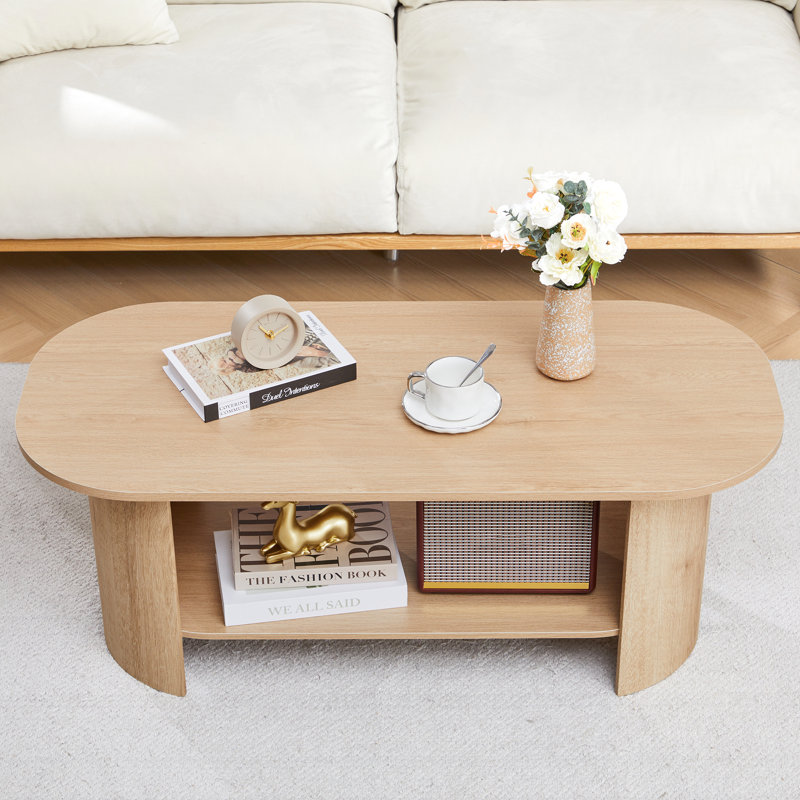 Table basse ovale simple avec rangement 43,31 po, Naturel