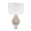 Lampe de table 15 x 29,3 po à feuille blanche et argent avec abat-jour tambour et base en marbre (assemblage de l'abat-jour requis)