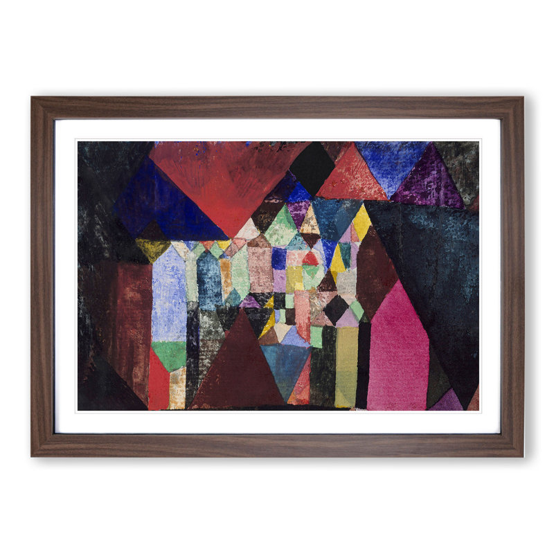 XX-A-1271X Municipal Jewel by Paul Klee - Picture Frame Painting, Walnut Framed, 36cm H x 48cm W x 2cm D